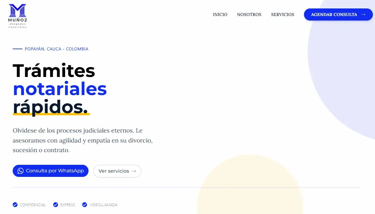 Sitio web de Muñoz Abogados Notariales