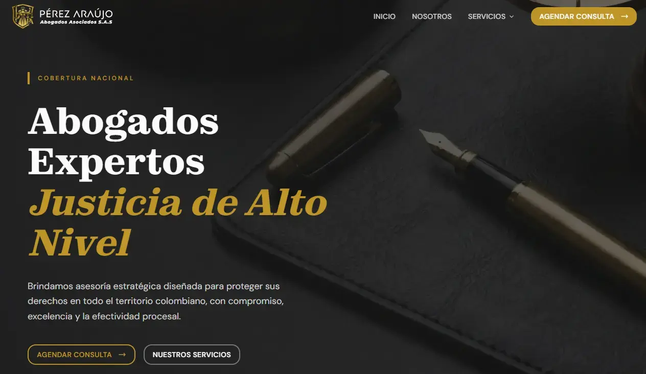 Sitio web de Pérez Araujo Abogados